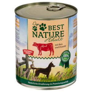 Best Nature Dog Adult 12×800 g – výhodné balení - hovězí, rýže & světlicový olej