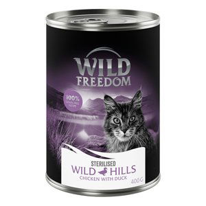 Wild Freedom Adult 6 x 400 g - bez obilovin - 5 + 1 zdarma - Wild Hills Sterilised – kachna a kuře