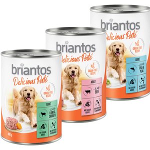 Briantos Delicious Paté  24 x 400 g - 20 + 4 zdarma - míchané balení: ryba, jehněčí & hovězí