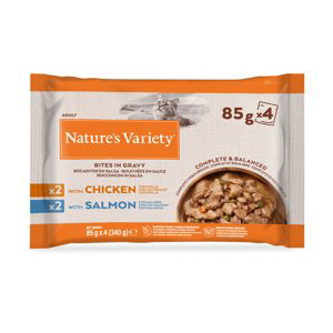 Nature's Variety Original kapsičky, 9 + 3 / 32 +12 / 16 + 6 zdarma - Variety Bites v omáčce kuřecí a losos  44 x 85 g