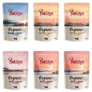 Purizon, 24  kapsiček / konzerviček - 22 + 2 zdarma - Organic míchané balení (kuřecí, hovězí,losos, kachna) 24 x 85g