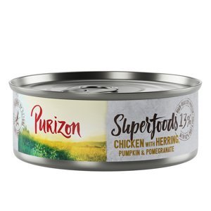 Purizon, 24  kapsiček / konzerviček - 22 + 2 zdarma - kuřecí se sleděm, dýní a granátovým jablkem  Superfoods 24 x 70 g