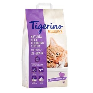 Tigerino Nuggies stelivo, 2 x 14 l - za skvělou cenu - s vůní dětského pudru - hrubozrnná  2 x 14 l