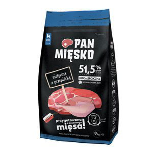 Pan Miesko Large Puppy telecí s křepelkou - 9 kg