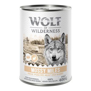 Wolf of Wilderness Adult 6 x 400 g - se spoustou čerstvé drůbeže  - Mossy Miles - drůbež s králičím