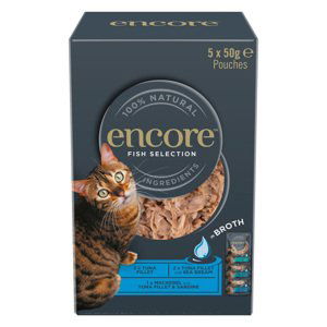 Encore Cat Pouch ve vývaru 5 x 50 g - výběr s rybou (3 druhy)