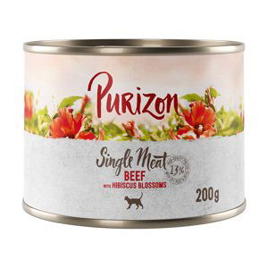 Purizon Single Meat 24 x 200 g – výhodné balení - hovězí s květy ibišku