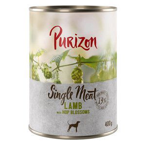 Purizon Single Meat 12 x 400 g – výhodné balení - jehněčí s květy chmelu