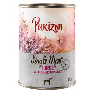 Purizon Single Meat 24 x 400 g – výhodné balení - krůtí s květy vřesu