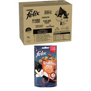 Felix ("So gut...") kapsičky 120 x 85g + Felix snack 60g zdarma - rybí mix II (tuňák, losos, treska, platýs)