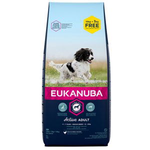 Eukanuba granule, 15 + 3 kg zdarma! - Adult Medium Breed kuřecí