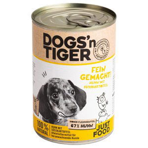 Dogs'n Tiger Junior 12 × 400 g - výhodné balení - kuřecí a batáty