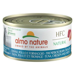 Almo Nature HFC Natural konzevy, 24 x 70 g - 20 + 4 zdarma - tuňák, kuře a sýr (24 x 70 g)
