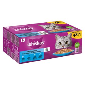 Whiskas kapsičky 96 x 85 g - 80 + 16 zdarma -  1+ kapsičky rybí výběr v želé  Losos, tuňák, treska, bílá ryba