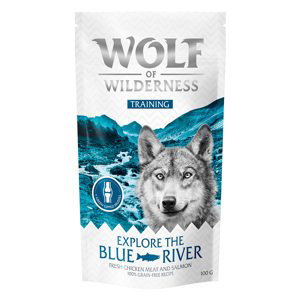 Wolf of Wilderness "Explore" snacky, 2 x 100 g - 15 % sleva - “Explore the Blue River" s kuřecím a lososem
