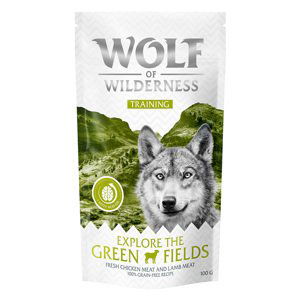 Wolf of Wilderness "Explore" snacky, 2 x 100 g - 15 % sleva -  “Explore the Green Fields" s kuřecím a jehněčím