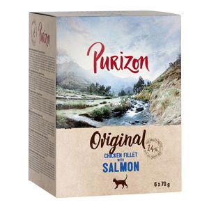 Purizon Adult  / Organic / Superfoods - bez obilovin za skvělou cenu - Adult  Kuřecí filety s lososem (6 x 70 g)