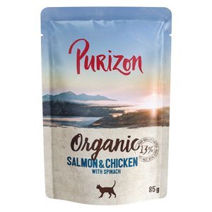 Purizon Adult  / Organic / Superfoods - bez obilovin za skvělou cenu - Organic  losos a kuřecí se špenátem (6 x 85 g)