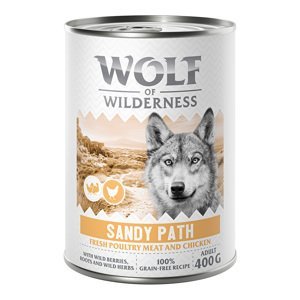 Wolf of Wilderness konzervy, 24 x 400 g - 20 + 4 zdarma - Adult Sandy Path - drůbež s kuřecím spoustou čerstvé drůbeže