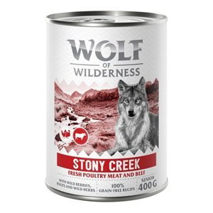 Wolf of Wilderness konzervy, 24 x 400 g - 20 + 4 zdarma -  Senior spoustou čerstvé drůbeže  Stony Creek - drůbež s hovězím