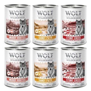 Wolf of Wilderness konzervy, 24 x 400 g - 20 + 4 zdarma -  Senior míchané balení spoustou čerstvé drůbeže