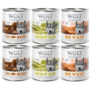 Wolf of Wilderness míchaná balení - 10 % sleva - divočák, kuřecí, jehněčí  6 x 800 g