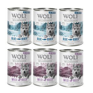 Wolf of Wilderness míchaná balení - 10 % sleva - míchaná balení  Junior "Free-Range Meat" 6 x 400 g Mix
