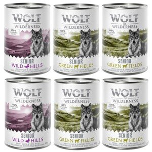 Wolf of Wilderness míchaná balení - 10 % sleva -  4x jehněčí & kuřecí, 2x kachní & telecí  6 x 400 g