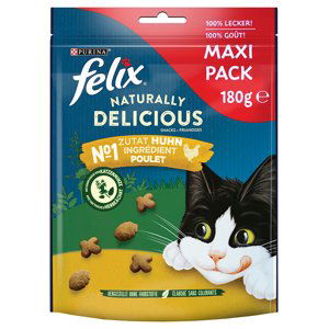 Felix snacky, 4 balení, 3 + 1 zdarma! - Naturally Delicious: kuřecí se šantou kočičí (4 x 180 g)