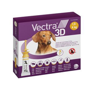 Vectra 3D spot-on produkty pro psy + 2 x více zooBodů - 3 pipety x 0,8 ml 3D spot-on pro psy od 1,5 do 4 kg