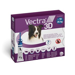 Vectra 3D spot-on produkty pro psy + 2 x více zooBodů -  3 pipety x 3,6 ml  3D spot-on pro psy od 10 do 25 kg