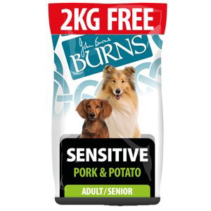 Burns granule, 12 + 2 kg zdarma - Adult Sensitive Pork & Potato