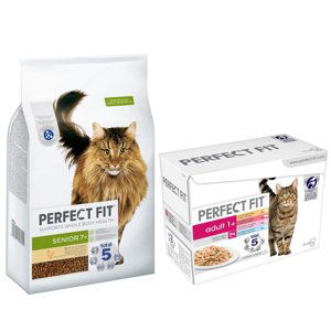 Perfect Fit granule, 7 kg + 48 x 85 g Mixpack kapsičky - 15 % sleva - Senior 7+ kuřecí 7 kg + Mixpack 48 x 85 g