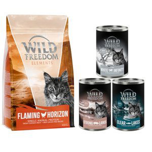 Wild Freedom 12 x 400 g + granule 400 g za skvělou cenu - Mix: White Infintiy, Clear Lakes, Strong Lands + Adult "Flaming Horizon" s kuřecím – bez obilovin