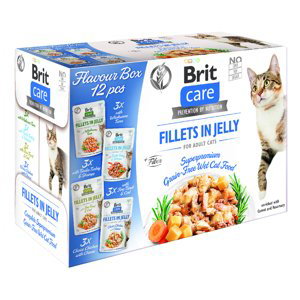 Brit Care Cat Fillets, 12 x 85 g -  10 + 2 zdarma - Flavour box  in Jelly  12 x 85 g