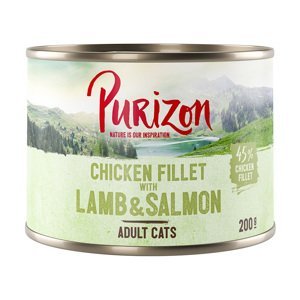 Purizon konzervy, 6 x 200 / 6 x 400 g - 15 % sleva - Adult - bezobilné kuřecí filet s lososem a jehněčím (6 x 200 g)