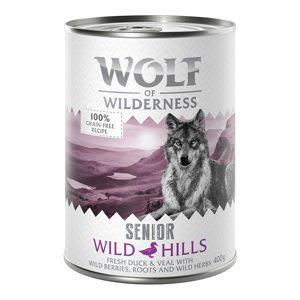 Wolf of Wilderness konzervy, 12 x 400 g - 10 + 2 zdarma - Wild Hills - kachní & telecí