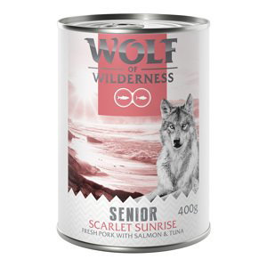 Wolf of Wilderness konzervy, 12 x 400 g - 10 + 2 zdarma - Expedition Senior "Red Meat" Scarlet Sunrise