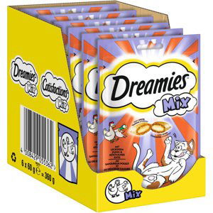 Dreamies snacky, 6 balení - 4 + 2 zdarma -  Mix pochoutka, 60 g x 6 kuře & kachna