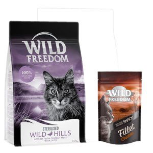 Wild Freedom 6,5 kg + Wild Freedom Filet Snacks kuřecí 100g zdarma - Adult "Wild Hills" Sterilised kachní - bez obilovin