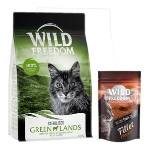 Wild Freedom 6,5 kg + Wild Freedom Filet Snacks kuřecí 100g zdarma - Adult "Green Lands" Sterilised jehněčí - bez obilovin