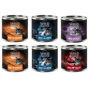 Wild Freedom mix,  6 konzerv - 10 % sleva - Adult Mix balení II (2 x kuřecí, 2 x treska, hovězí, kachní) 6 x 200 g