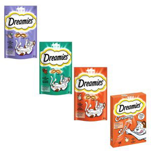 Dreamies Cat pochoutka, 6x60g + Dreamies Creamy Snacks 12x10g - 15% sleva - pochoutka kuřecí (2 x 60 g) + pochoutka s krůtím (2 x 60 g) +  pochoutka kachní (2 x 60 g) + Creamy Snacks kuřecí (12 x 10 g)