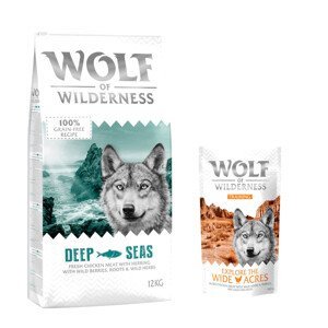 Wolf of Wilderness granule, 12 kg + Training “Explore the Wide Acres” zdarma - Adult "Deep Seas" - sleď 12 kg +  “Explore the Wide Acres” s kuřecím
