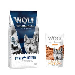 Wolf of Wilderness granule, 12 kg + Training “Explore the Wide Acres” zdarma - "Vast Oceans“ - ryba 12 kg +  “Explore the Wide Acres” s kuřecím
