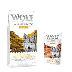 Wolf of Wilderness granule, 12 kg + Training “Explore the Wide Acres” zdarma - „Explore The Endless Terrain“ - Mobility 12 kg +  “Explore the Wide Acres” s kuřecím
