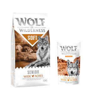 Wolf of Wilderness granule, 12 kg + Training “Explore the Wide Acres” zdarma - Senior "Soft - Wide Acres" - kuřecí 12 kg +  “Explore the Wide Acres” s kuřecím