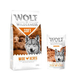 Wolf of Wilderness granule, 12 kg + Training “Explore the Wide Acres” zdarma -  Adult "Soft - Wide Acres" - kuřecí 12 kg +  “Explore the Wide Acres” s kuřecím