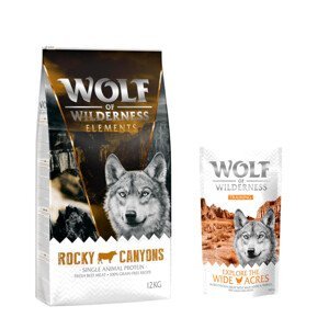 Wolf of Wilderness granule, 12 kg + Training “Explore the Wide Acres” zdarma - "Rocky Canyons“ - hovězí 12 kg +  “Explore the Wide Acres” s kuřecím