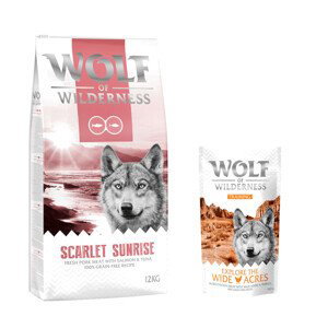 Wolf of Wilderness granule, 12 kg + Training “Explore the Wide Acres” zdarma - Adult "Scarlet Sunrise" - losos a tuňák 12 kg +  “Explore the Wide Acres” s kuřecím
